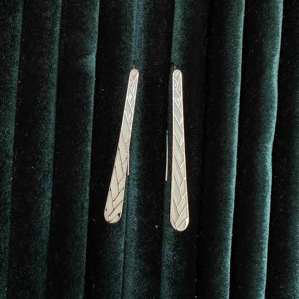 Mint Green Chevron Long Earrings